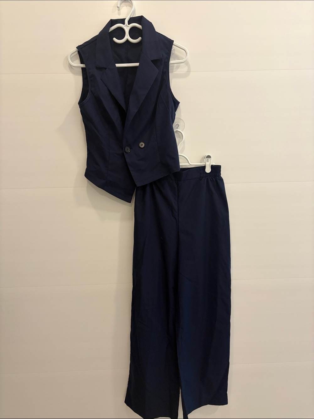 SHEIN Navy Sleeveless Vest & Wide-Leg Pants Set